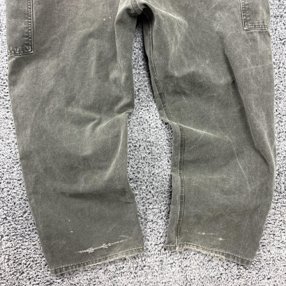 Carhartt Duck Bib Overalls Mens 44x32 R06 MOS Moss Green Double Knee Canvas USA - Picture 9 of 15